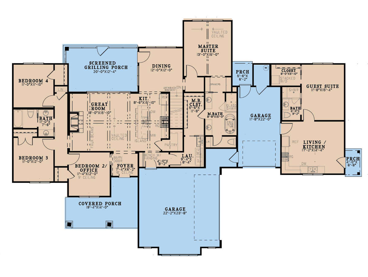 The Overlook proposed floor plan including separate ADU and garage